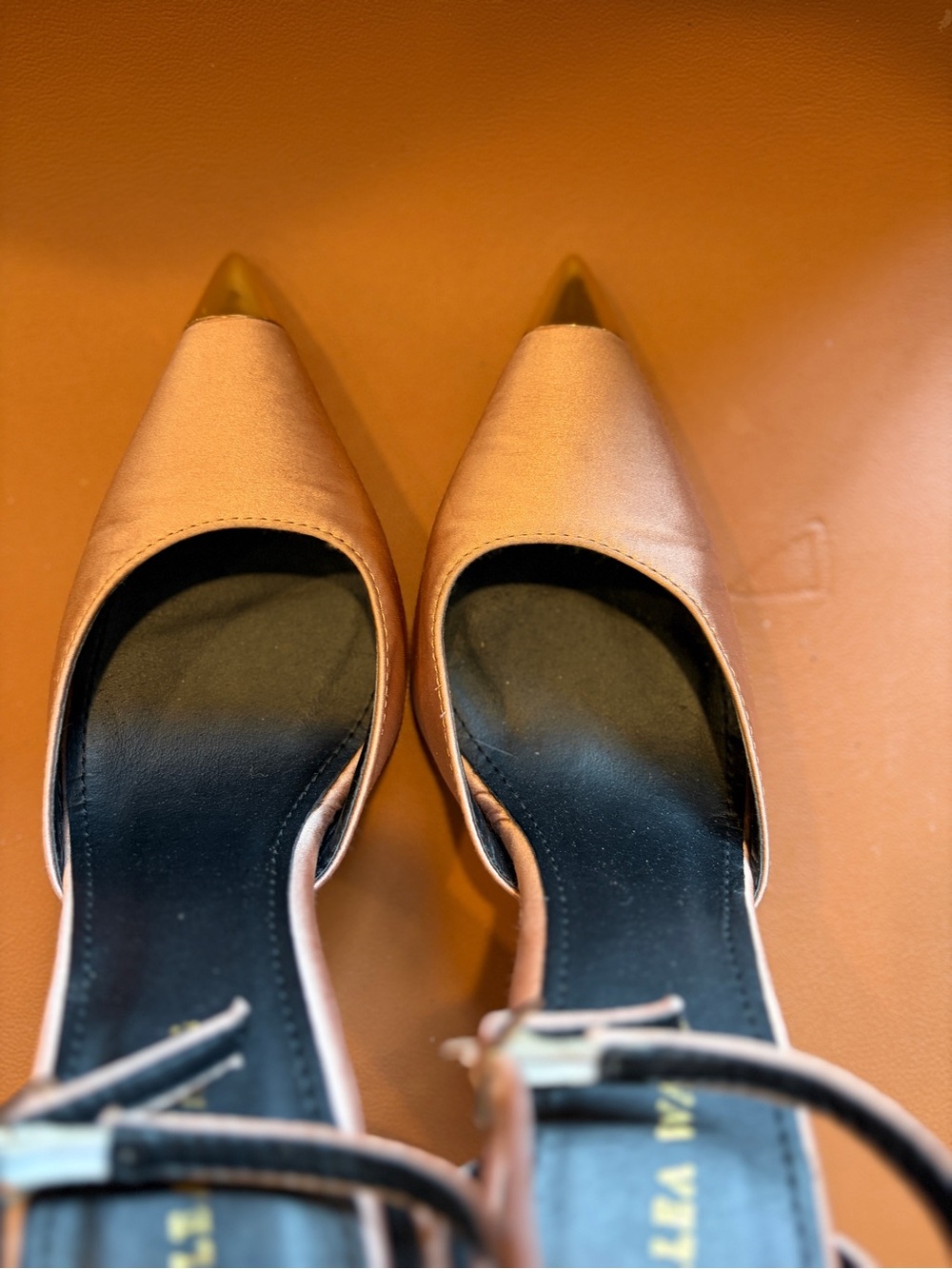 Azalea Wang Satin Pointed Ankle-Strap Heels in Dusty Pink - Picture 4 of 9